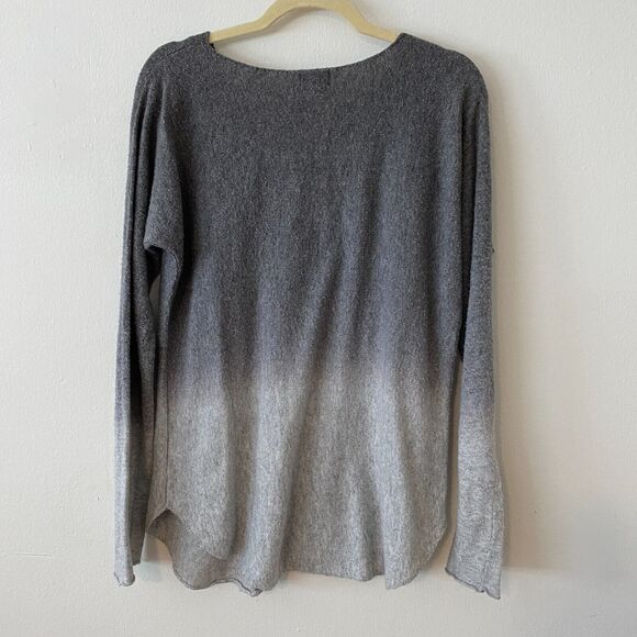 Fate Charcoal Gray to Light Grey Ombre Fuzzy Long Sleeve Soft Sweater Small - Picture 3 of 10